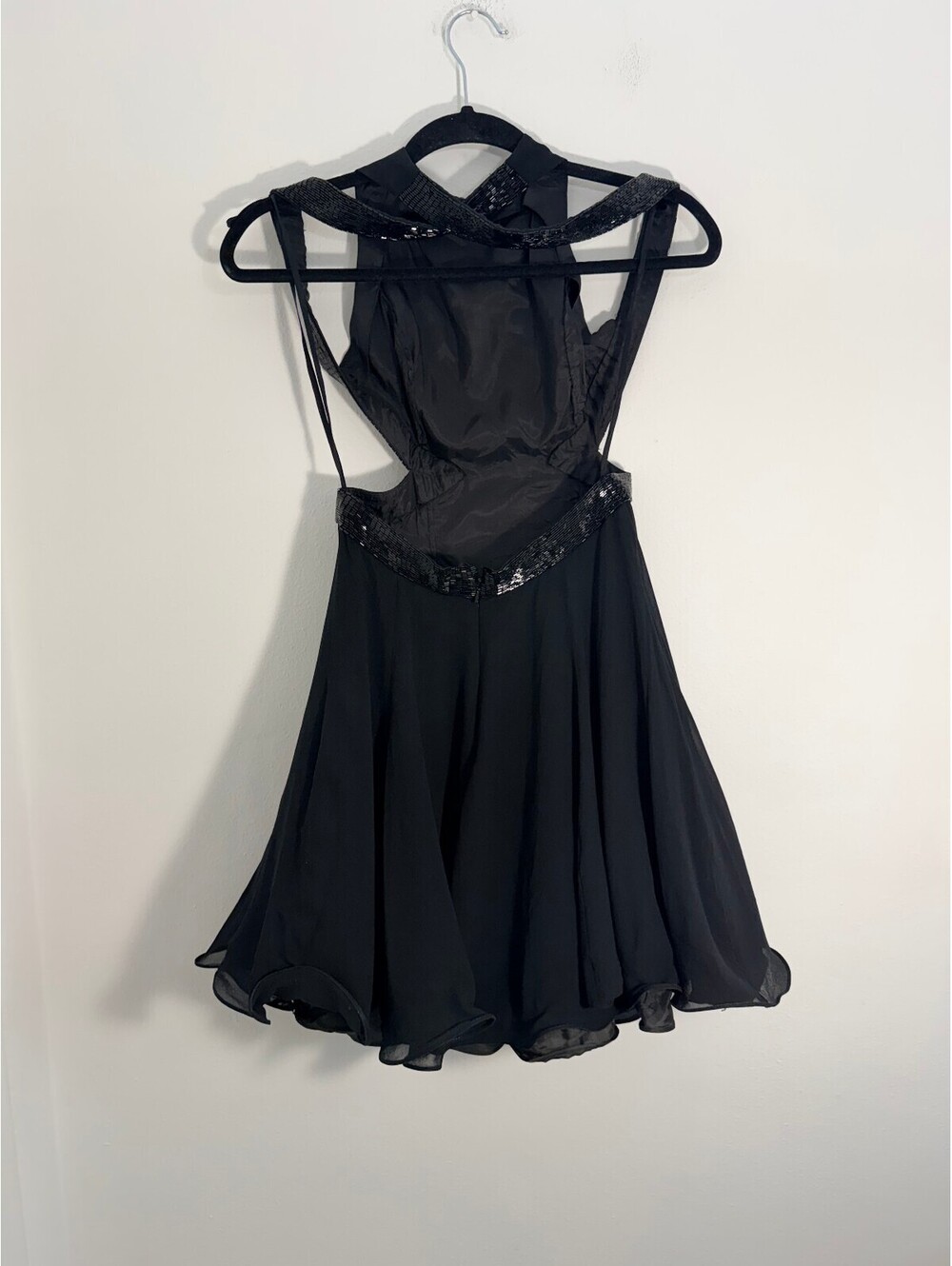 Vintage Niteline Della Roufogali 100% Silk Beaded Cutout Dress Size 4 - Picture 5 of 8